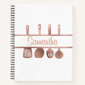 バラ金ゴールドレシピ調理器具類パーソナライズされた ノートブック (正面)