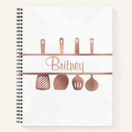 バラ金ゴールドレシピ調理器具類パーソナライズされた ノートブック