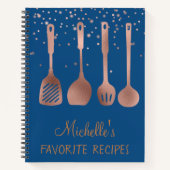 バラ金ゴールドレシピ調理器具類紙吹雪 ノートブック (正面)