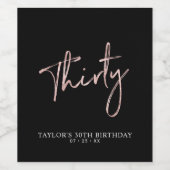 バラ金ゴールドレタリング三十 | 30th誕生日パーティー ワインラベル (シングルラベル)