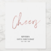 バラ金ゴールドレタリング応援大人の誕生日パーティー ワインラベル (シングルラベル)