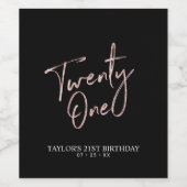 バラ金ゴールドレタリング21st誕生日パーティーワインラベル ワインラベル (シングルラベル)
