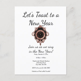 バラ金ゴールドレッツトーストニューイヤーパーティの招待状 ポストカード