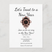 バラ金ゴールドレッツトーストニューイヤーパーティの招待状 ポストカード (正面)