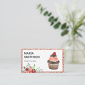 バラ金ゴールドレッドフローラストロベリーカップケーキベーカリー 名刺 (スタンド正面)