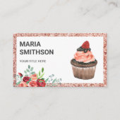 バラ金ゴールドレッドフローラストロベリーカップケーキベーカリー 名刺 (正面)