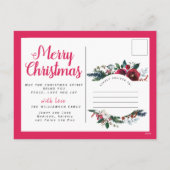 バラ金ゴールドレッドフローラパーソナライズされたメリークリスマス シーズンポストカード (裏面)