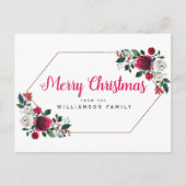 バラ金ゴールドレッドフローラパーソナライズされたメリークリスマス シーズンポストカード (正面)