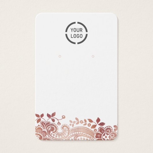 バラ金ゴールドレースカスタムロゴホワイトイヤリング表示 (正面)