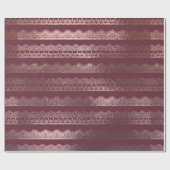 バラ金ゴールドレースストライプパタンオンブルゴーニュ ラッピングペーパー (フラット)