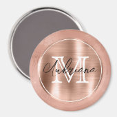 バラ金ゴールドレースモノグラムと名前 マグネット (正面/裏面)