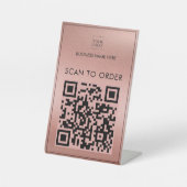 バラ金ゴールドロゴBusiness Scan To Order Pay QRコード 台座サイン (正面)