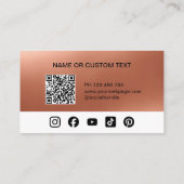 バラ金ゴールドロゴQRコードソーシャルメディア 名刺 (裏面)