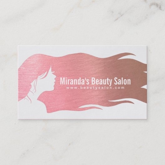 バラ金ゴールドロングヘアメイクアップアーティスト美容師 名刺 (正面)