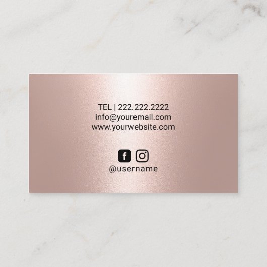 バラ金ゴールドロングラッシュメイクアップアーティスト美しいサロン 名刺 (裏面)