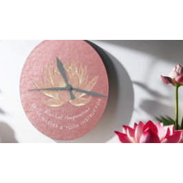 バラ金ゴールドロータスヨガスタジオメディテーションインストラクター ラウンド壁時計