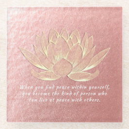 バラ金ゴールドロータスヨガ瞑想インストラクター引用文 ガラスコースター