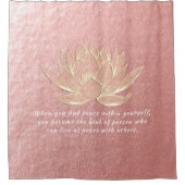 バラ金ゴールドロータスヨガ瞑想インストラクター引用文 シャワーカーテン (正面)