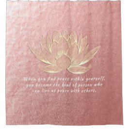 バラ金ゴールドロータスヨガ瞑想インストラクター引用文 シャワーカーテン