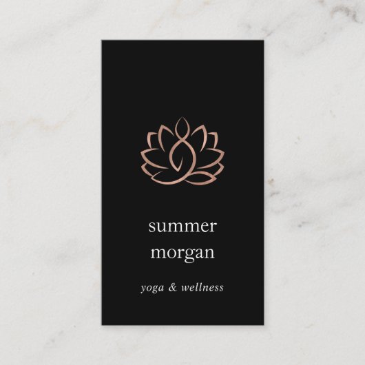 バラ金ゴールドロータスロゴ | Yoga Wellness Massage 名刺 (正面)