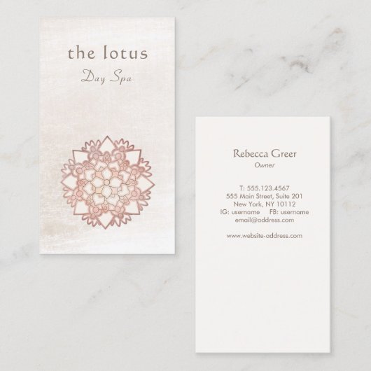 バラ金ゴールドロータロゴホリスティックヘルス&ウェルネス 名刺 (正面/裏面)