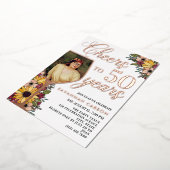 バラ金ゴールドワイングラス応援ズ50年写真 箔招待状 (回転した状態)