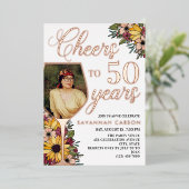 バラ金ゴールドワイングラス応援ズ50年写真 箔招待状 (立ち正面)