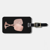 バラ金ゴールドワイングラス金属荷物 ラゲッジタグ (正面横)