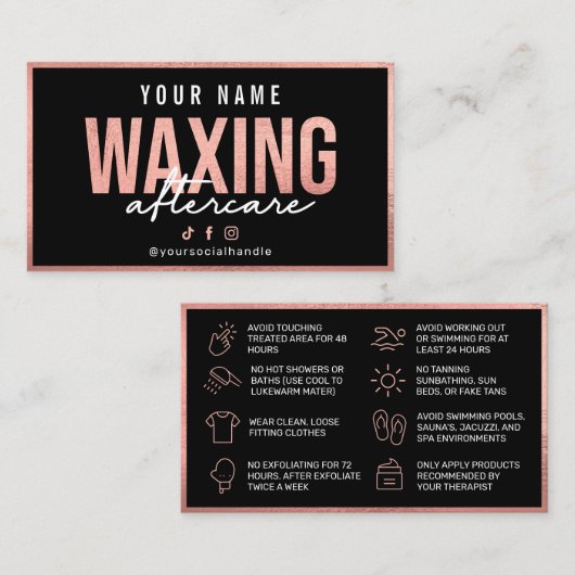 バラ金ゴールドワックスアフターケアカード 名刺 (正面/裏面)