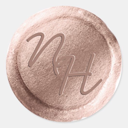 バラ金ゴールドワックスシールイニシャル封筒シール ラウンドシール (正面)