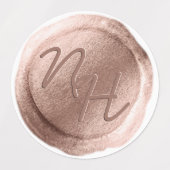 バラ金ゴールドワックスシールイニシャル結婚ズモノグラム ラベル (デザイン1)