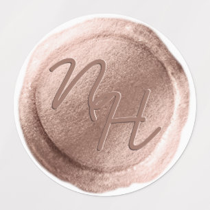 バラ金ゴールドワックスシールイニシャル結婚ズモノグラム ラベル