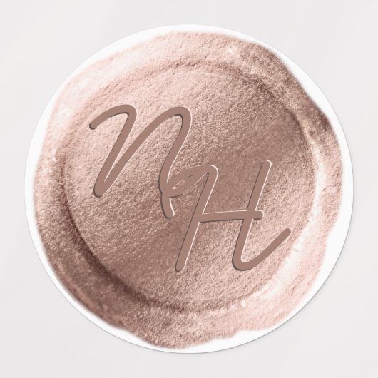 バラ金ゴールドワックスシールイニシャル結婚ズモノグラム ラベル (デザイン1)