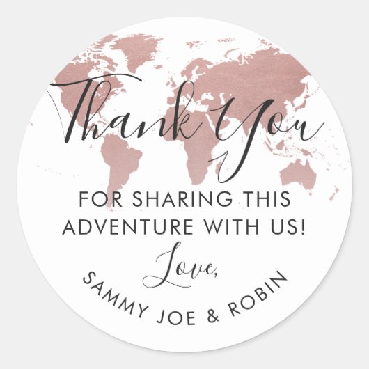 バラ金ゴールドワールドマップトラベルテーマサンキュービッグ ラウンドシール (正面)