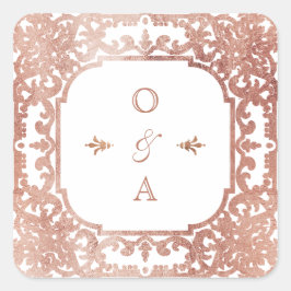 バラ金ゴールドヴィンエレガントテージ華美ウェディングモノグラム スクエアシール