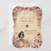 バラ金ゴールドヴィンテージキンセアニェラドレスフローラバラ 招待状 (正面)