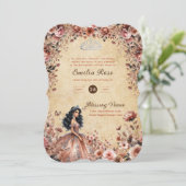 バラ金ゴールドヴィンテージキンセアニェラドレスフローラバラ 招待状 (スタンド正面)