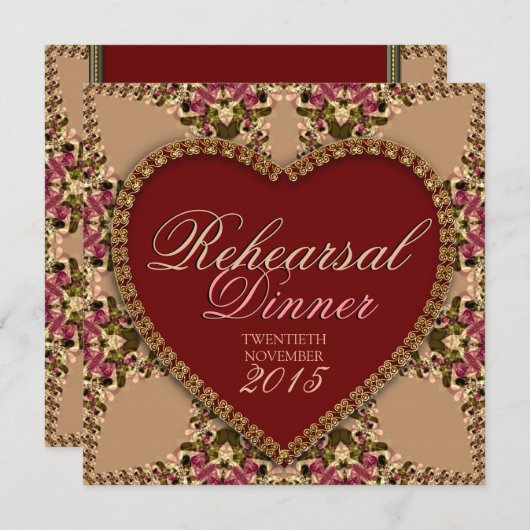 バラ金ゴールドヴィンテージレースリハーサルディナー 招待状 (正面/裏面)