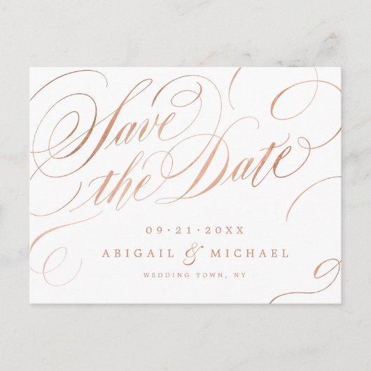 バラ金ゴールドヴィンテージ書の保存日付 案内ポストカード (正面)