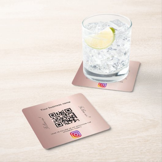 バラ金ゴールド事業サロン名qrコードInstagram スクエアペーパーコースター (インサイチュ)
