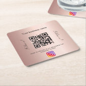 バラ金ゴールド事業サロン名qrコードInstagram スクエアペーパーコースター (アングル)