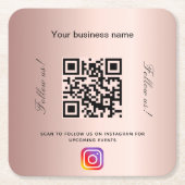 バラ金ゴールド事業サロン名qrコードInstagram スクエアペーパーコースター (正面)