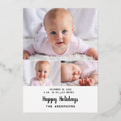 バラ金ゴールド休日の写真誕生のお知らせ 箔シーズンカード (裏面)