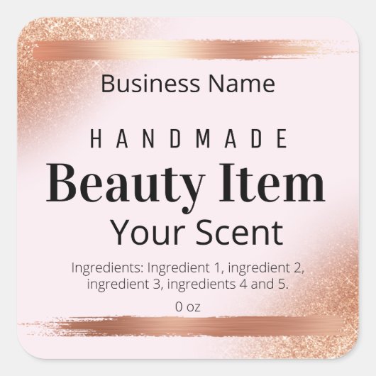 バラ金ゴールド体バタークリームロションリップバームラベル スクエアシール (正面)