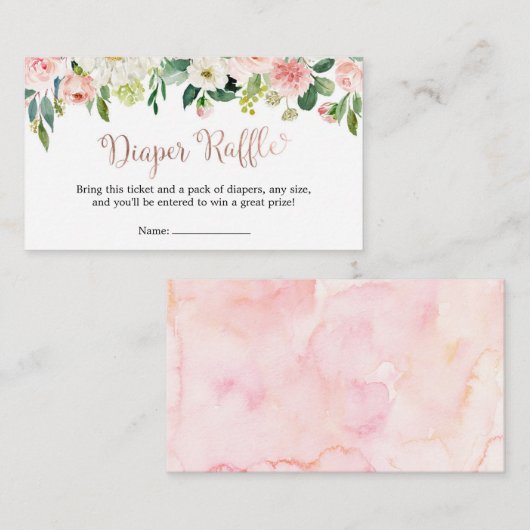 バラ金ゴールド傘エイプリルシャワーおむつラッフル エンクロージャーカード (正面/裏面)