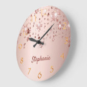 バラ金ゴールド光沢のある星カッパーゴールデンガーリー ラージ壁時計 (傾斜)