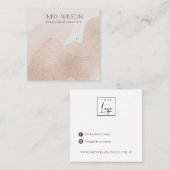 バラ金ゴールド光沢ブラシストロークスタッドイヤリングディスプレイ スクエア名刺 (正面/裏面)