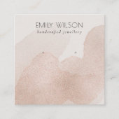 バラ金ゴールド光沢ブラシストロークスタッドイヤリングディスプレイ  スクエア名刺 (正面)