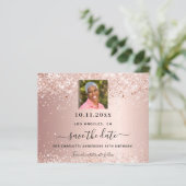 バラ金ゴールド写真の誕生日を保存する日付カード (スタンド正面)