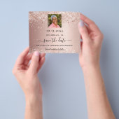 バラ金ゴールド写真の誕生日を保存する チラシ (手)